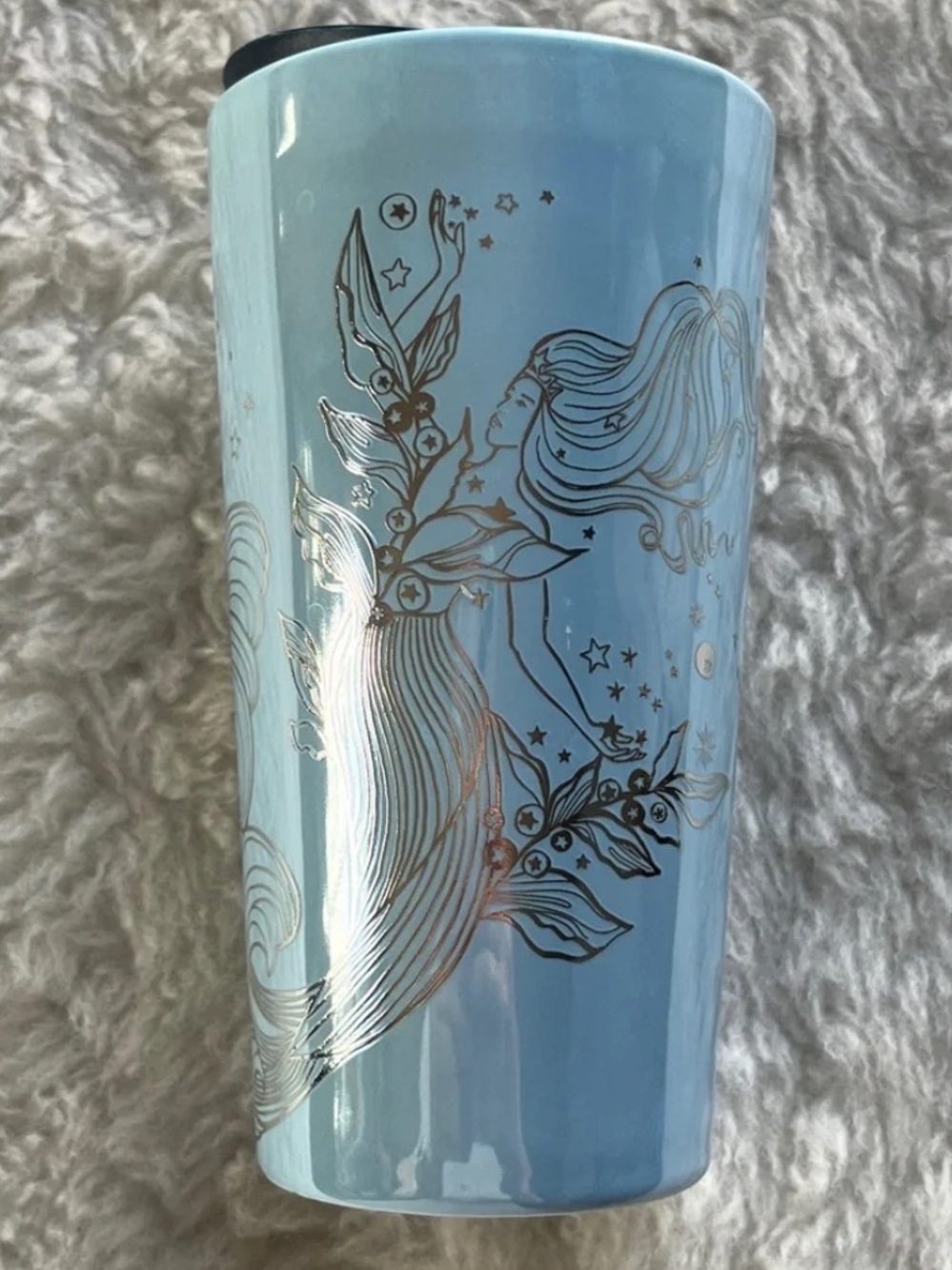 Starbucks 2023 Holiday Icicle Blue Siren Mermaid 12oz ceramic travel tumbler